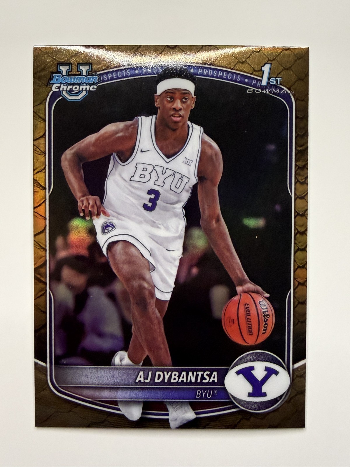 2025-26 Bowman Chrome AJ Dybantsa #BCP-1 1st Prospects Reptilian Refractor BYU