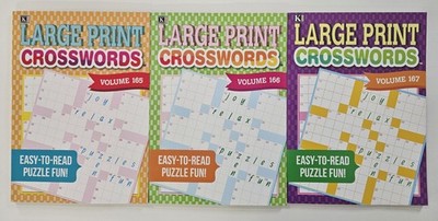 3 Kappa Puzzles Large Print Crosswords Activity Books Vol#165-167 Easy to Read