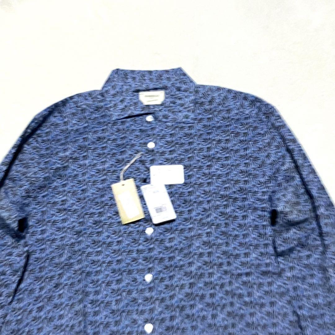 Borriello Button Down Shirt 17/43 XL Blue Botanical Print Italian 