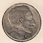 Modern Hobo Nickel Benjamin Harrison on 1936 Buffalo Nickel Done by John Dorusa