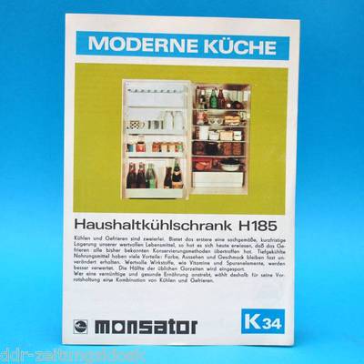 Household refrigerator H 185 Monsator German Democratic Republic 1975 | brochure advertising Dewag K34