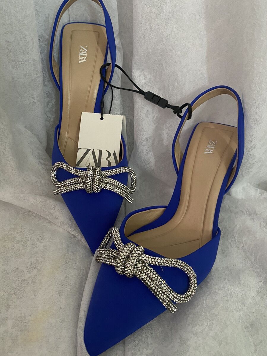 Zara Heeled Slingbacks with Rhinestone Bows 35/US 5 , NEW NO Zara Heeled Slingbacks with Rhinestone Bows 35/US 5 , NEW NO