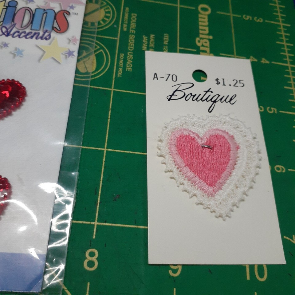 vintage applique patch lot Heart Love Red Embellishments Sewing Notion