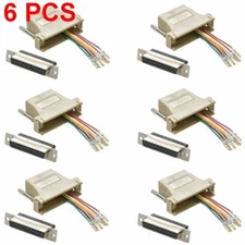6x DB25 Female 25-Pin to RJ45 8P8C Network Ethernet Modular Converter Adapter