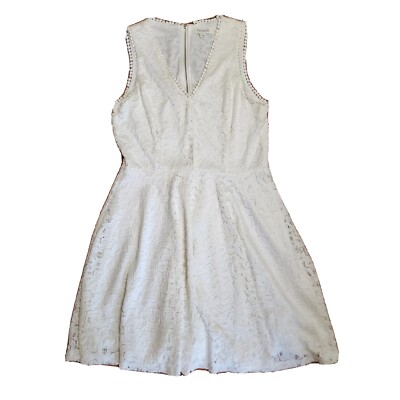 Francescas Dress Womens Size L Large White Sleeveless Lace Overlay Boho Floral