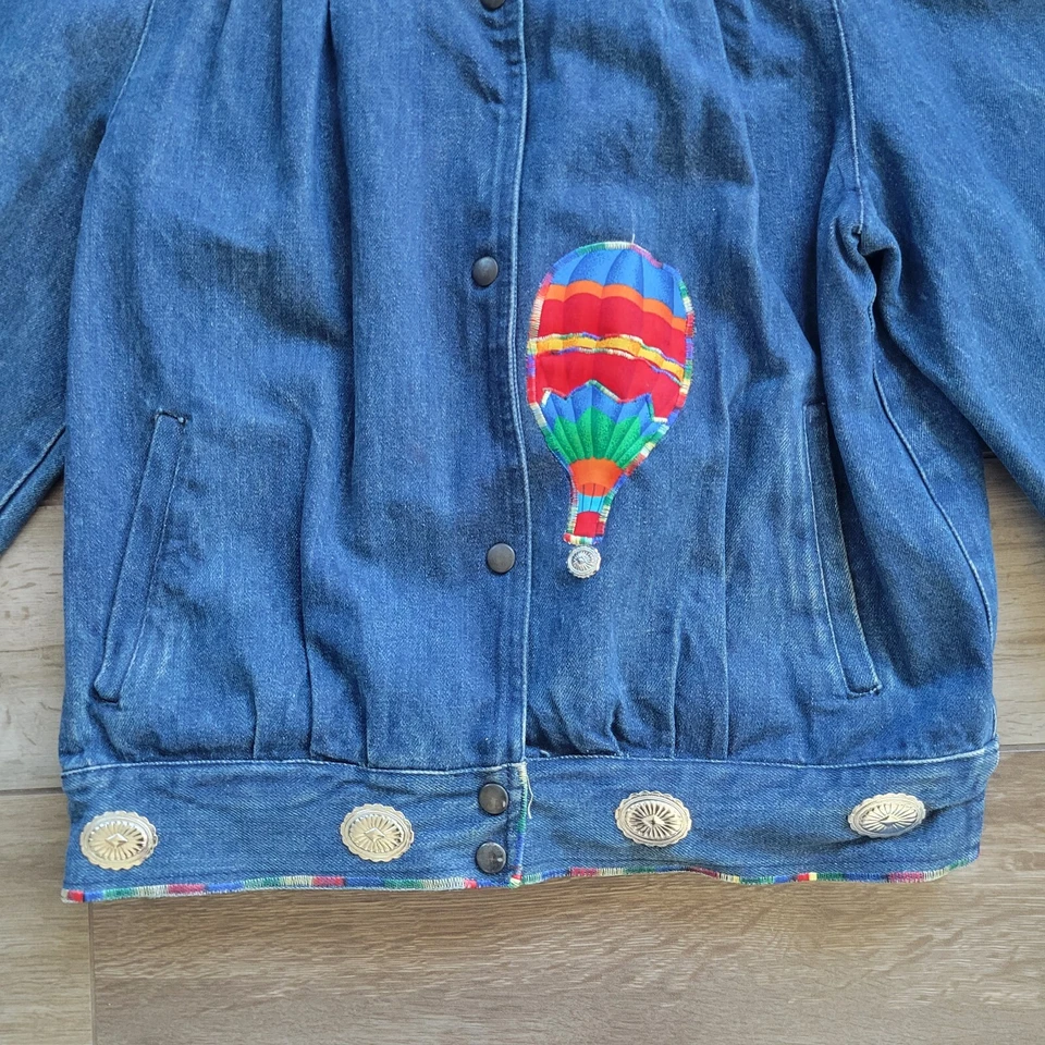 Chaqueta vaquera vintage Sergio Valente para mujer adornada globo fiesta suroeste  Foto 3 de 4
