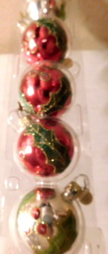 Holly Christmas Ornaments Dept. 56 Czech Republic (12) Glass 1.5" Rare Vintage - Picture 8 of 9