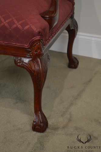 George III Chippendale Style Ball & Claw Foot Library Arm Chair by Century - Picture 11 of 12