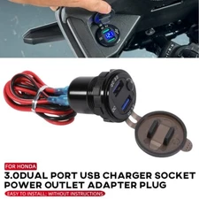 Dual USB 3.0 Fast Car Charger Socket Power Outlet Adapter For HONDA Transalp 750