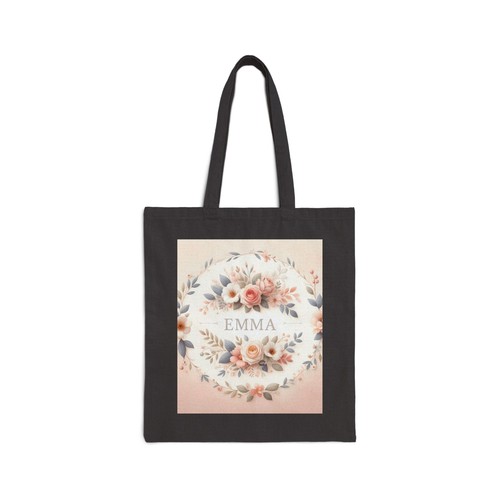Cotton Canvas Tote Bag Personalized EMMA Soft Floral Design 1, Gift Birthday - Picture 9 of 15