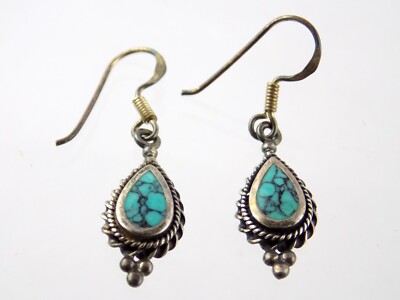Marsala Sterlingsilber gefärbt türkisblau Howlite Drop Haken Ohrringe 925 MC