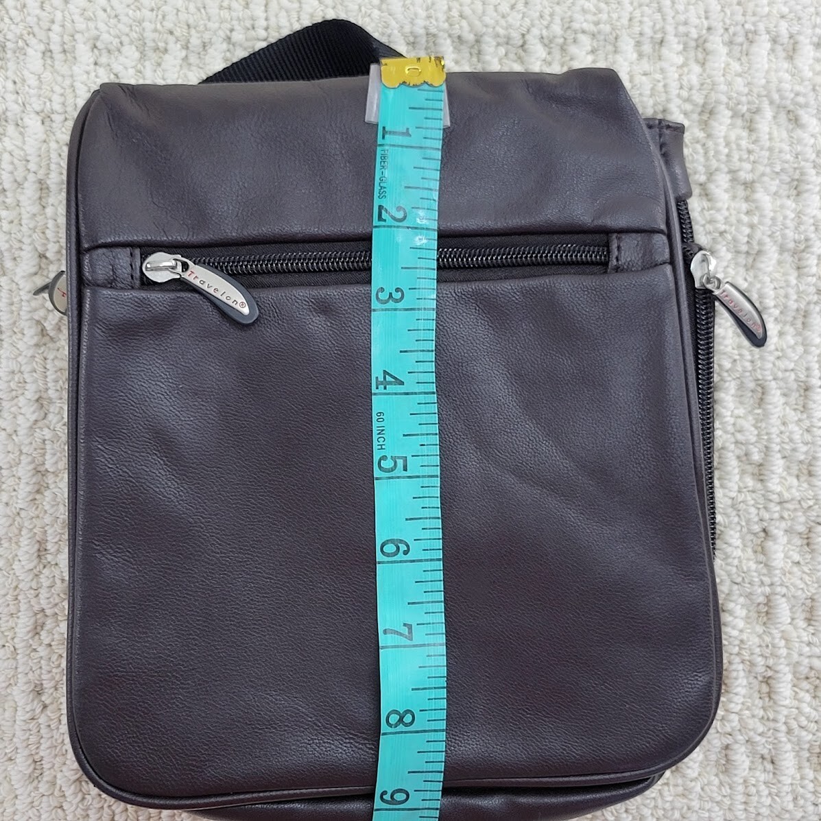 Travelon Leather Crossbody Sling Bag Dark Brown Organizer Anti-Theft EUC