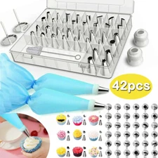 42 Pcs Cake Decorating Kit Set Tools Bags Piping Tips Pastry Icing Bags Nozzles