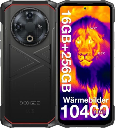 DOOGEE Fire 6 Rugged Phone Thermal Image Camera, 10400mAh, 16GB+256GB Android 14