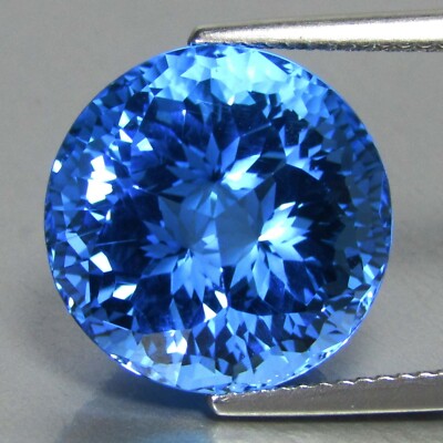 17.46Cts Fabulous Natural Swiss Blue Topaz Round 3D Cut Brazil Gemstone Ref-VDO