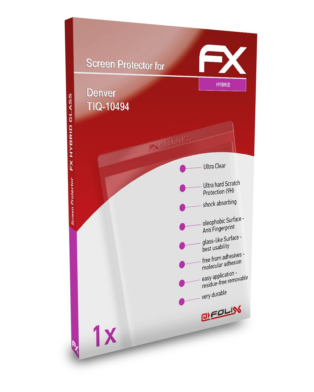 atFoliX Plastic Glass Protective Film Compatible with Denver TIQ-10494 Glass Pro