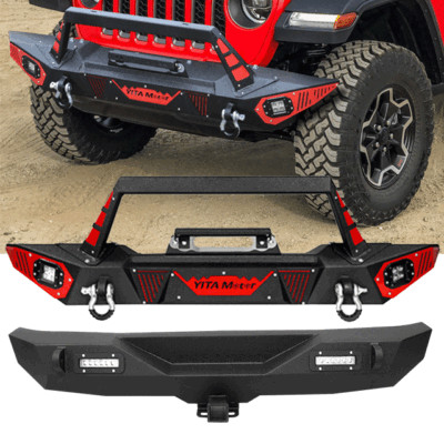 for 2007-2018 Jeep Wrangler JK Unlimited Front / Rear Bumper w/ Led Light D-Ring