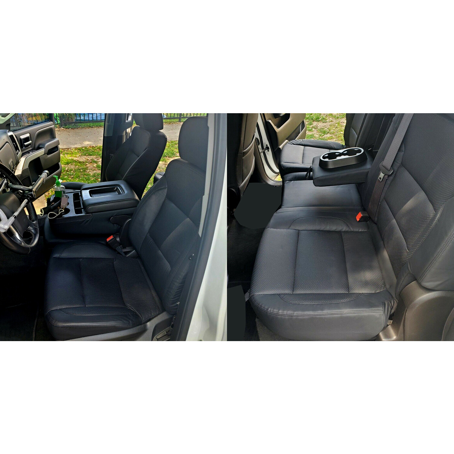 Black Seat Covers Set For 20142018 Chevy Silverado Crew Cab LT 15 16