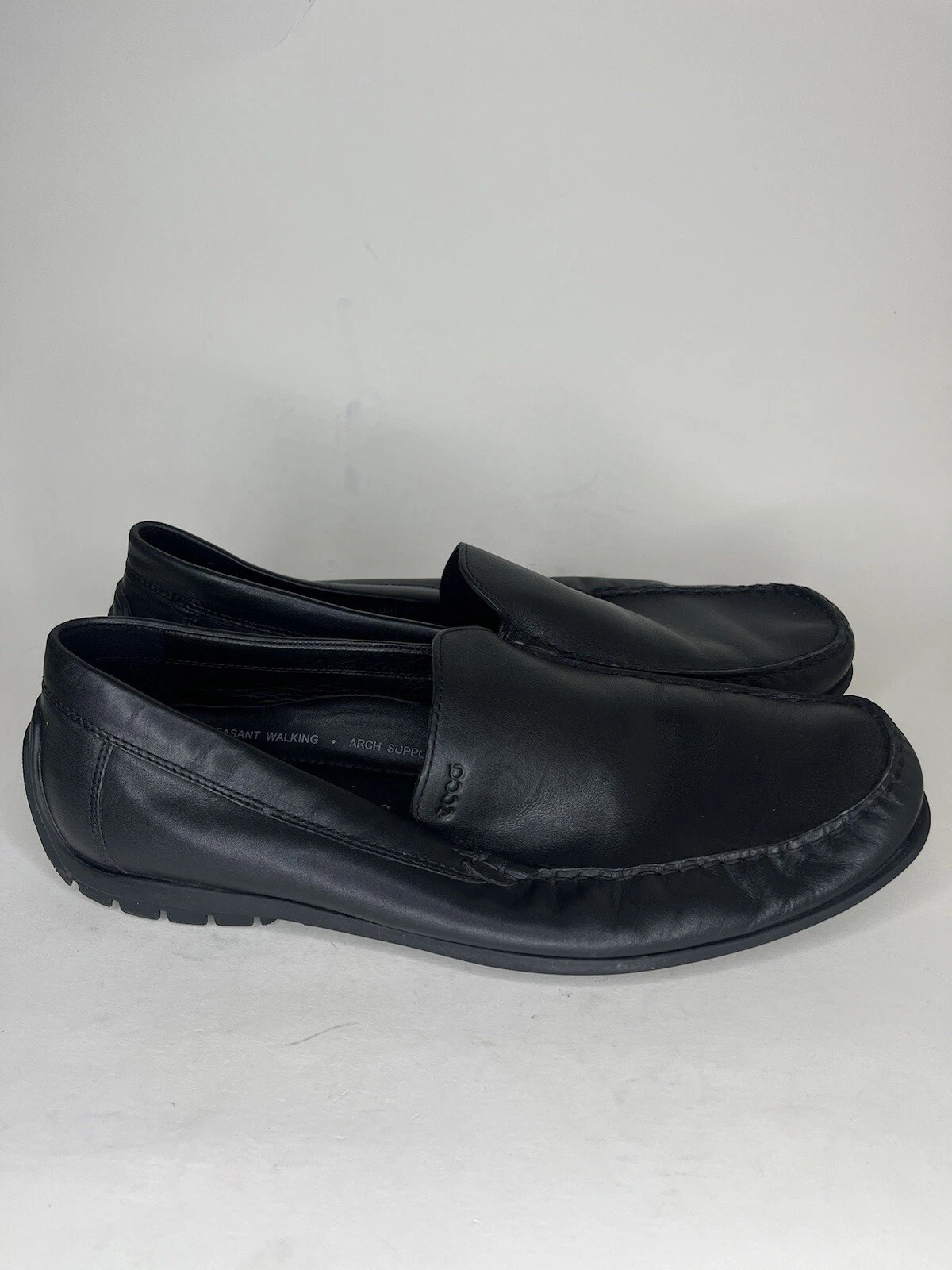 Mocassini slip on scarpe Ecco da uomo taglia 45 US 11 5 neri in pelle tomaia