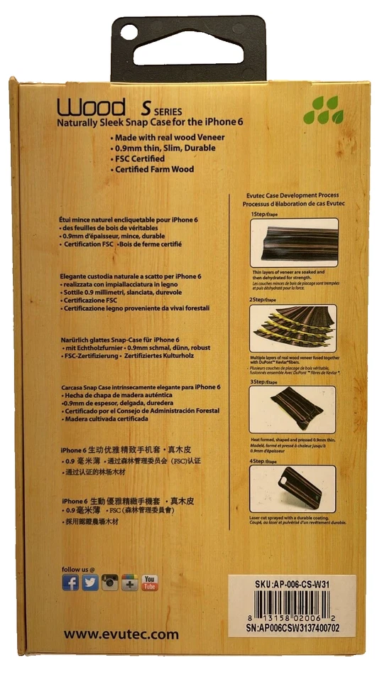 Evutec Wood S Series Case for Apple iPhone 6, Bamboo - Image 4 of 4