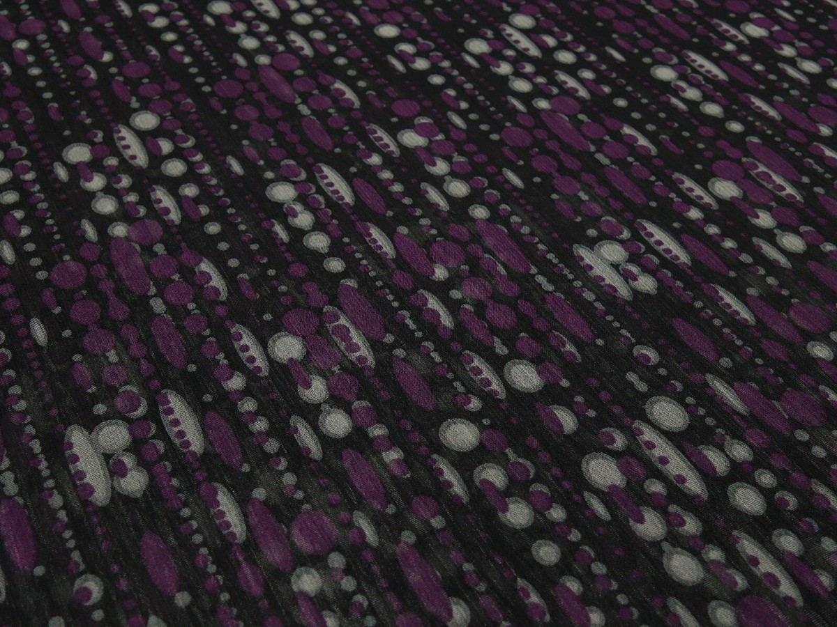 Stoff Blusenstoff Chiffon Crepe Punkte Perlen Streifen schwarz