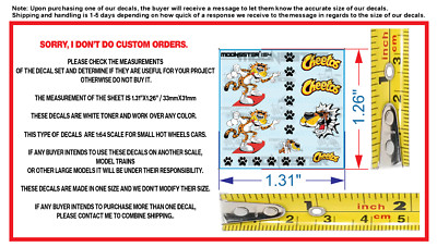 White Toner 1/64 Kool Kombi Water Slide Decal Set Tiger Chips For Hot Wheels