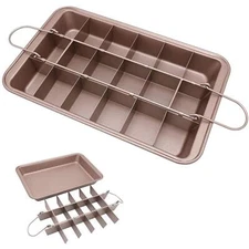 Brownie Pan with Dividers 12x8x2 Inch Nonstick Baking Tray for All Edges