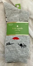 NWT Kate Spade 3-Pack Hello Crew Socks Black White Gray Wink Polka Dot Set of 3