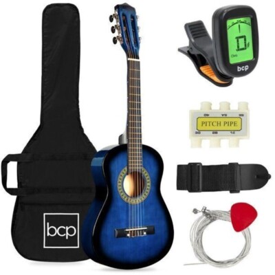 30'' Beginners Acoustic Guitar BLUE All-in-One Starter Kit w/Strap Bag PICs Tuner