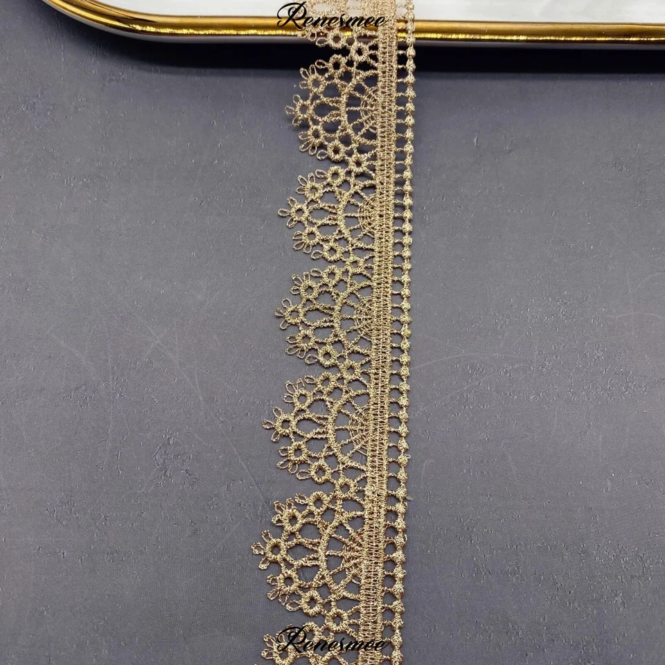 Gold Thread Lace Embroidery Lace trim 1 1/4-inch-wide price per yard - Image 4 of 4
