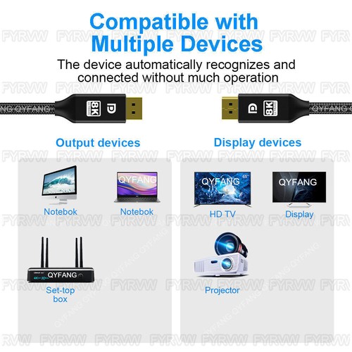 8K DisplayPort 240Hz Cable DP1.4 Cable 165Hz 240Hz Display Port DP to DP Cable - Picture 6 of 9