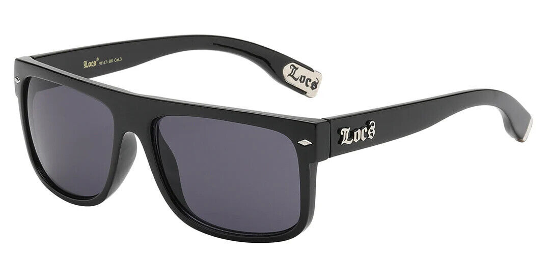 2 Pairs LOCS Black Sunglasses Authentic Gangster FLAT TOP Cholo Maddogger Shades image 3