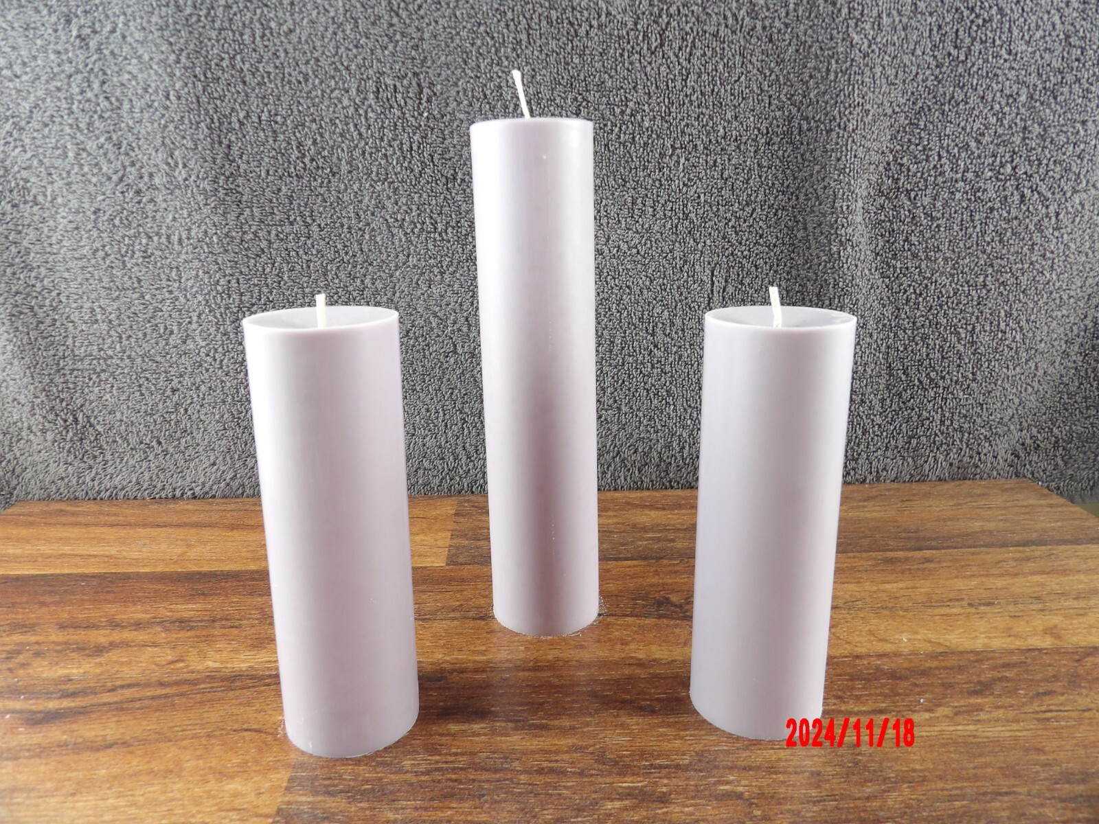 Set of 3 straight round cylinder pillar candles