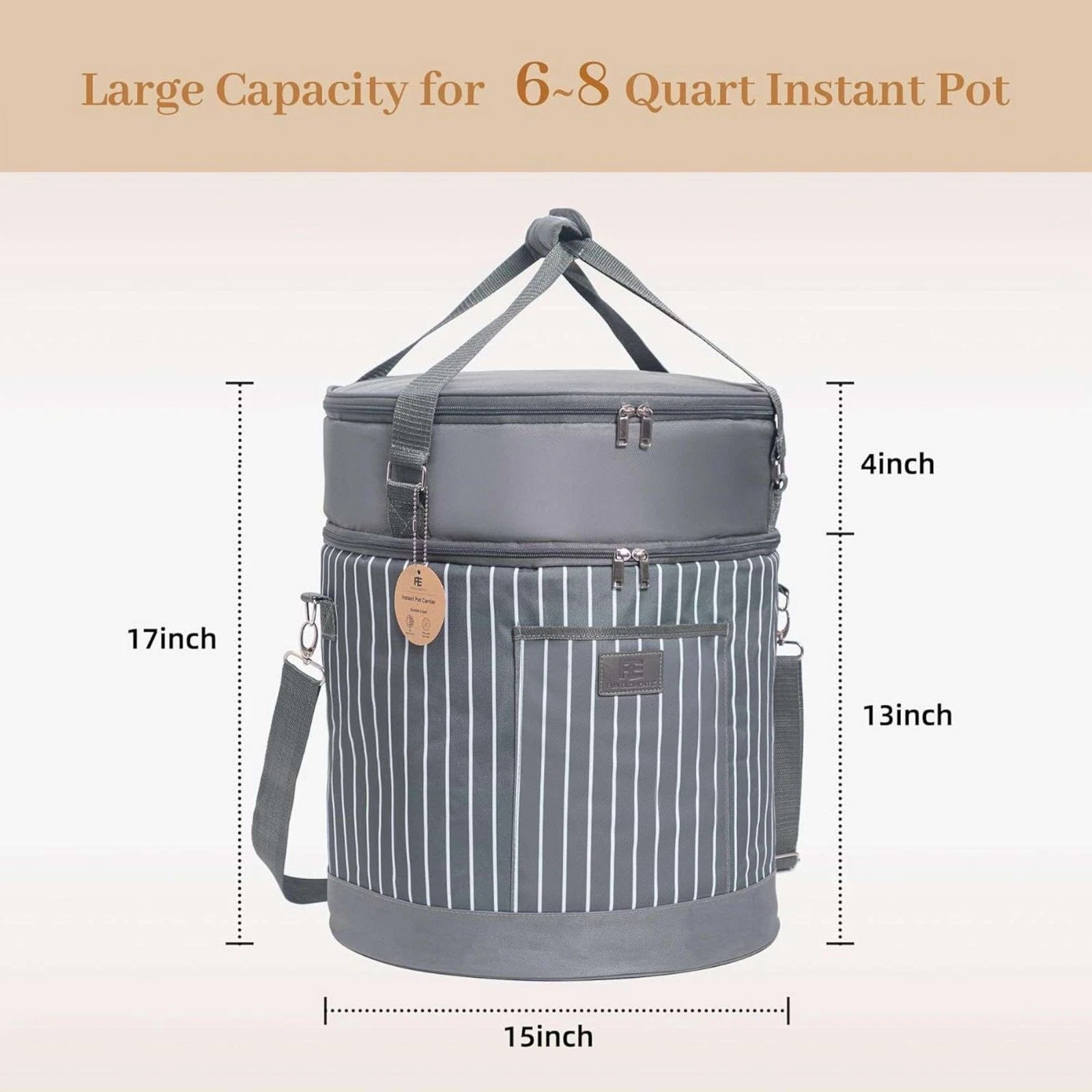 Fun Elements 8 Qt Instant Pot Double Layer Carrier Bag