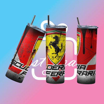 Custom Ferrari Racing 20oz Becher Reise Kaffeebecher Strohhalm LKW Auto Enthusiasten