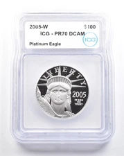 2005-W $100 American Platinum Eagle 1 Oz Platinum PR70 DCAM ICG *7446