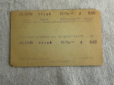 Vintage 1940 Plattsmouth Bridge Toll Ticket Receipt Harding Highway Ephemera