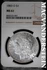 1883-O Morgan Dollar- Silver- NGC MS61 Lustrous- #SLA645 — photo 1