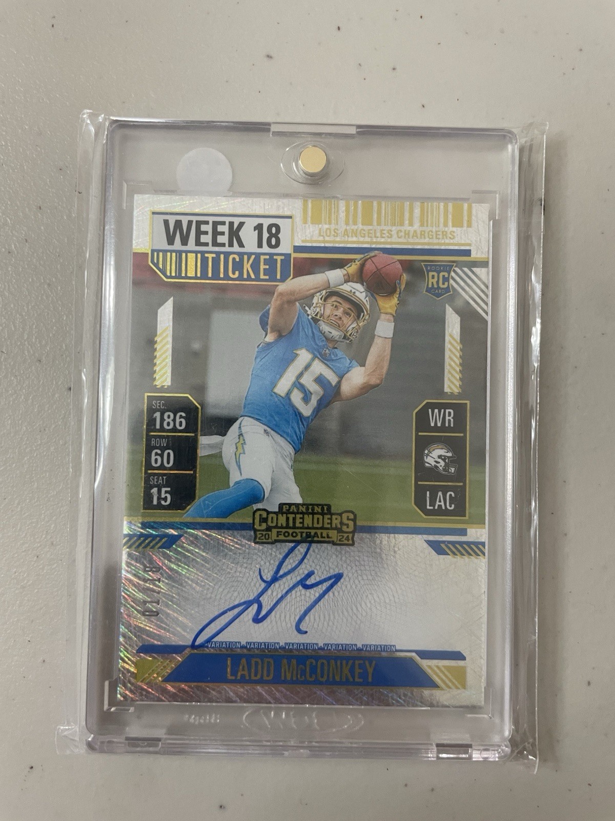 2024 Contenders FOTL Rookie Auto Week 18 Ticket Variation Ladd McConkey /18 #110
