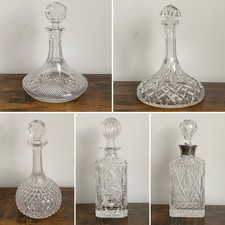 Vintage MCM geschliffenes Glas Dekanter Sammlung Whisky Wein Scotch Bargeschirr (Ausw&auml;hlen)