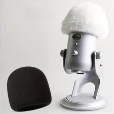 2 PCS Microphone Foam Microphone Windscreen with Furry Windscreen Muff - Mic ...