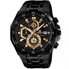 Casio Edifice EFR-539BK-1AV Men's Chronograph Black Dial Gold Accents 100M Watch