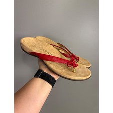 Vionic Bella II Lizard Sandal Flip Flop 7 Red Bow Orthotic Comfort Beach Casual