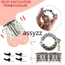 Adult CBT Spike Ball Stretcher Metal Enhancer Chastity Device Ring Lock Scrotum