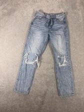 american eagle mom jean distressed size 6 reg light wash