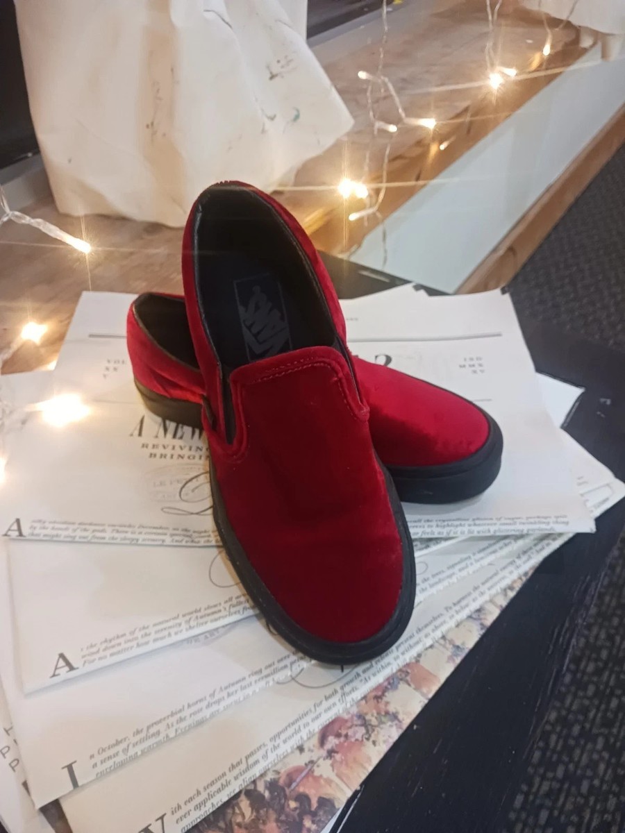 Vans Men\'s Velvet Slip-On Loafers in Deep Red VANS Red Velvet Slip-On Men main image 4