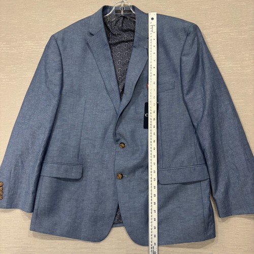 Chaps Ralph Lauren Linen Blend Blazer Mens 46 Regular Blue Sport Coat Jacket - Picture 10 of 13