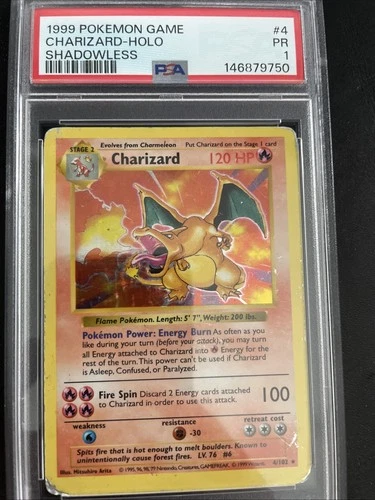 Shadowless Charizard 004/102 Base Set Holo Rare PSA 1