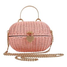 Chanel Pink Rattan Wicker Heart Basket Crossbody Bag Rare 2004