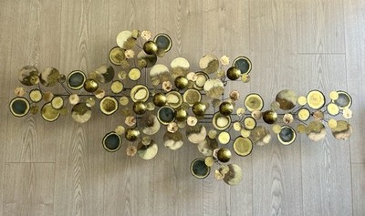 Original Curtis Jere Raindrops, Brass Metal Wall Sculpture, signed, 1975 c Jere